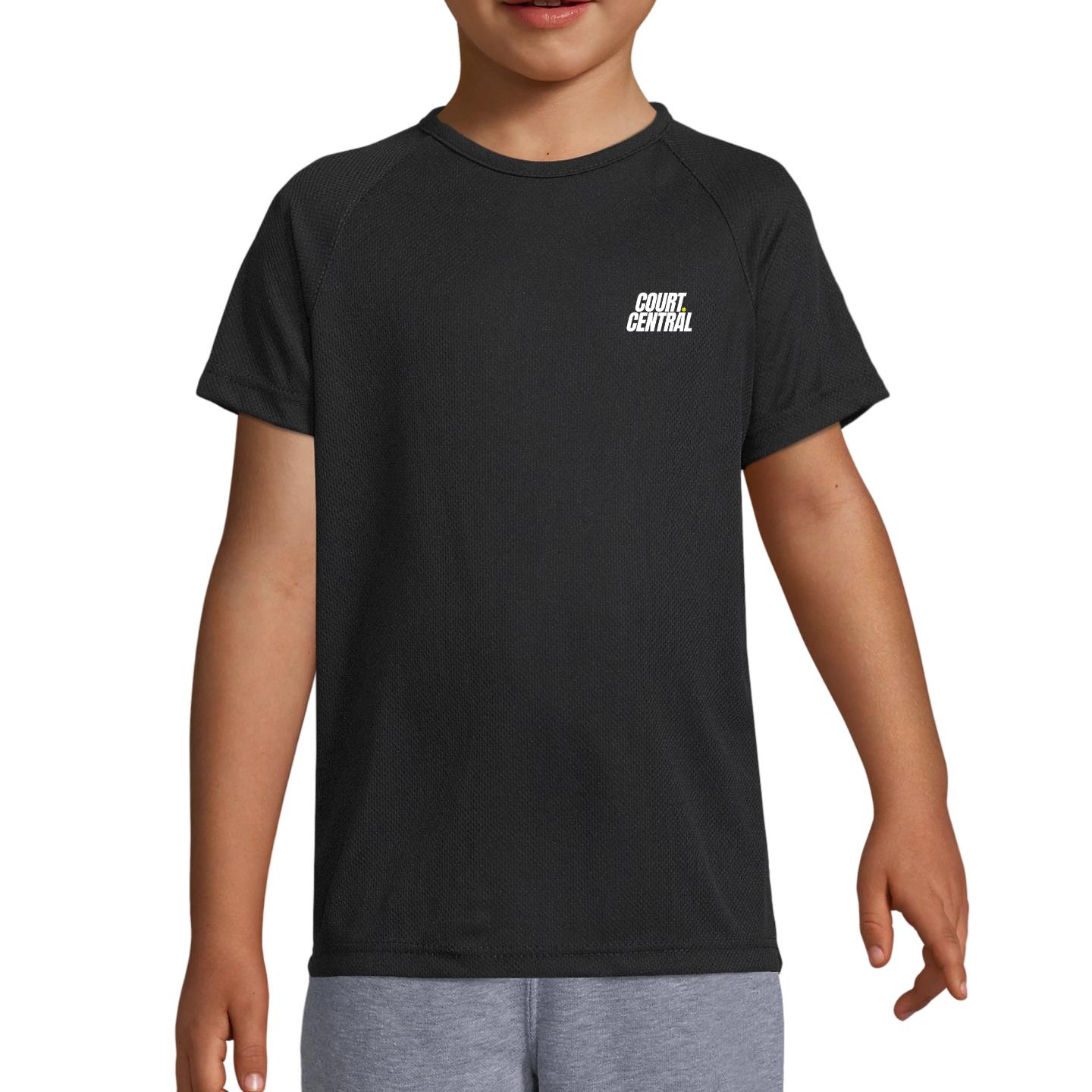 T-SHIRT SPORT COURT CENTRAL NOIR - Enfant